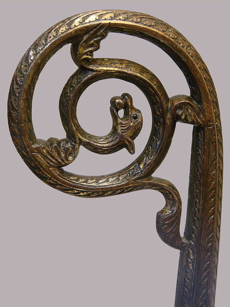 Bastone di bronzo attribuito al vescovo Guérin, del XII secolo. Museo Senlis .
